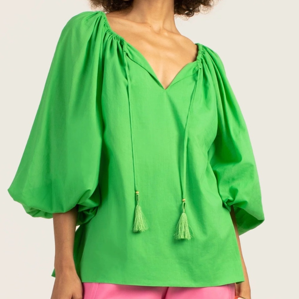 Trina Turk Sandia 2 Blouson Top Green/Vert Medium New With Tags